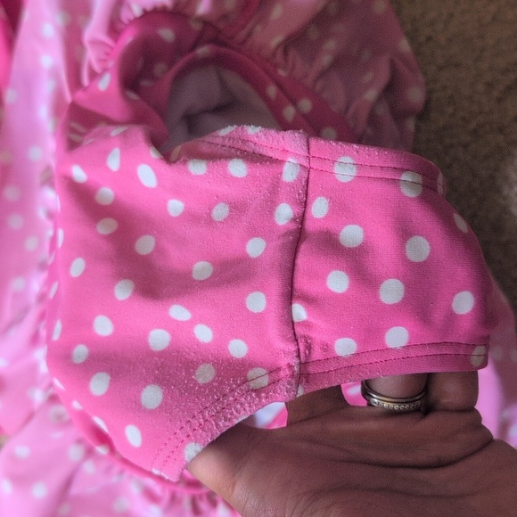 Janie & Jack Pink & White Polkadot Halter With Ruffle Swimsuit Size 4 - Picture 9 of 10